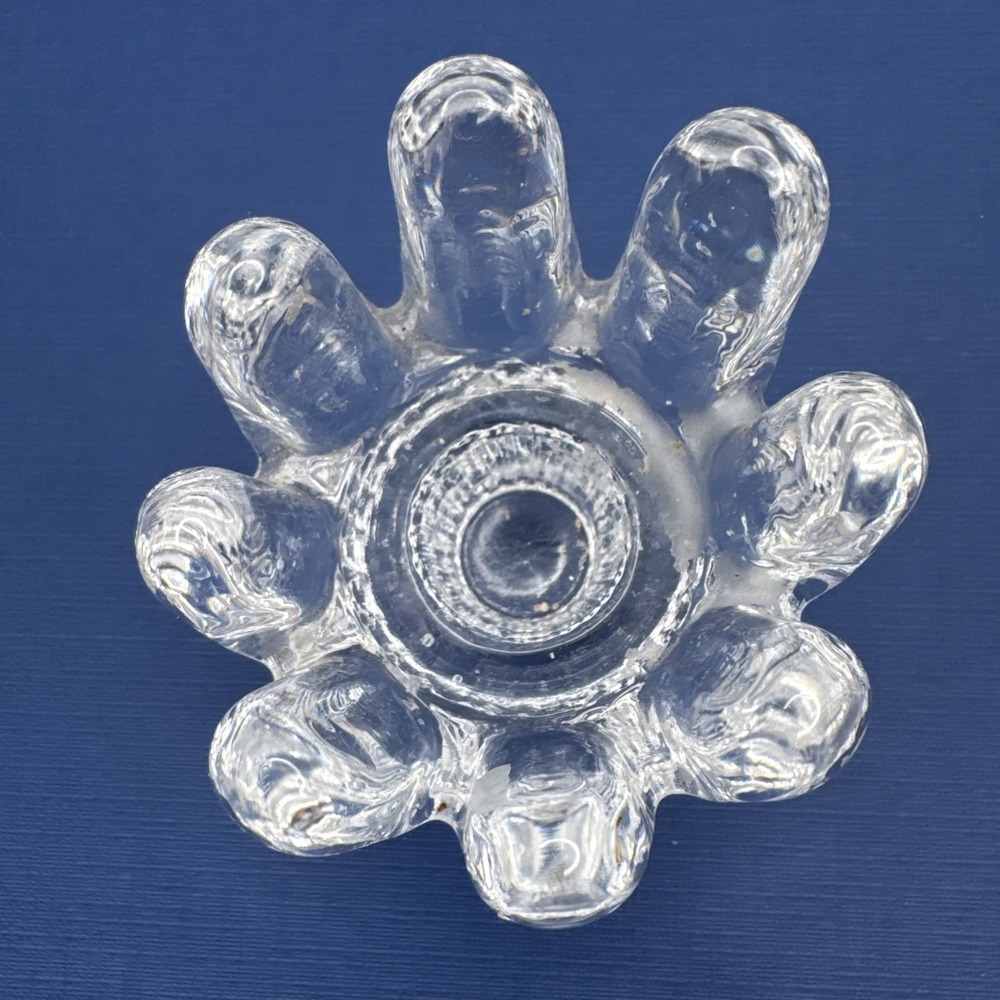 Vintage Kosta Boda Taper Candle Holder Sunflower Glass MCM Scandi Goran Warff - Picture 9 of 10